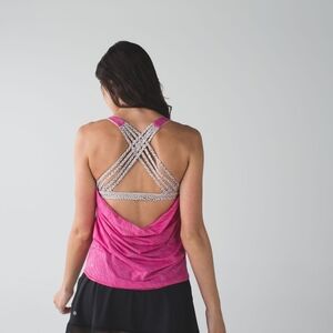 NWT Lululemon Wild Tank Heathered Jewelled Magenta / Dottie Dash White Black
